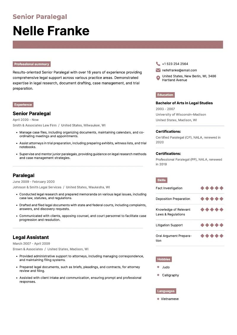 Paralegal Resume Examples and Writing Tips for 2024