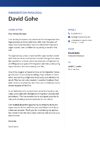 Immigration Paralegal Cover Letter Sample Immigration Paralegal Cover Letter Sample