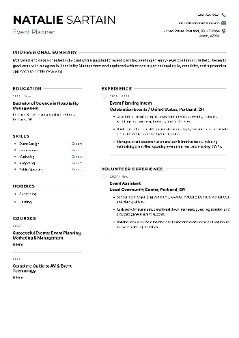 Event Planner Resume Event Planner Resume