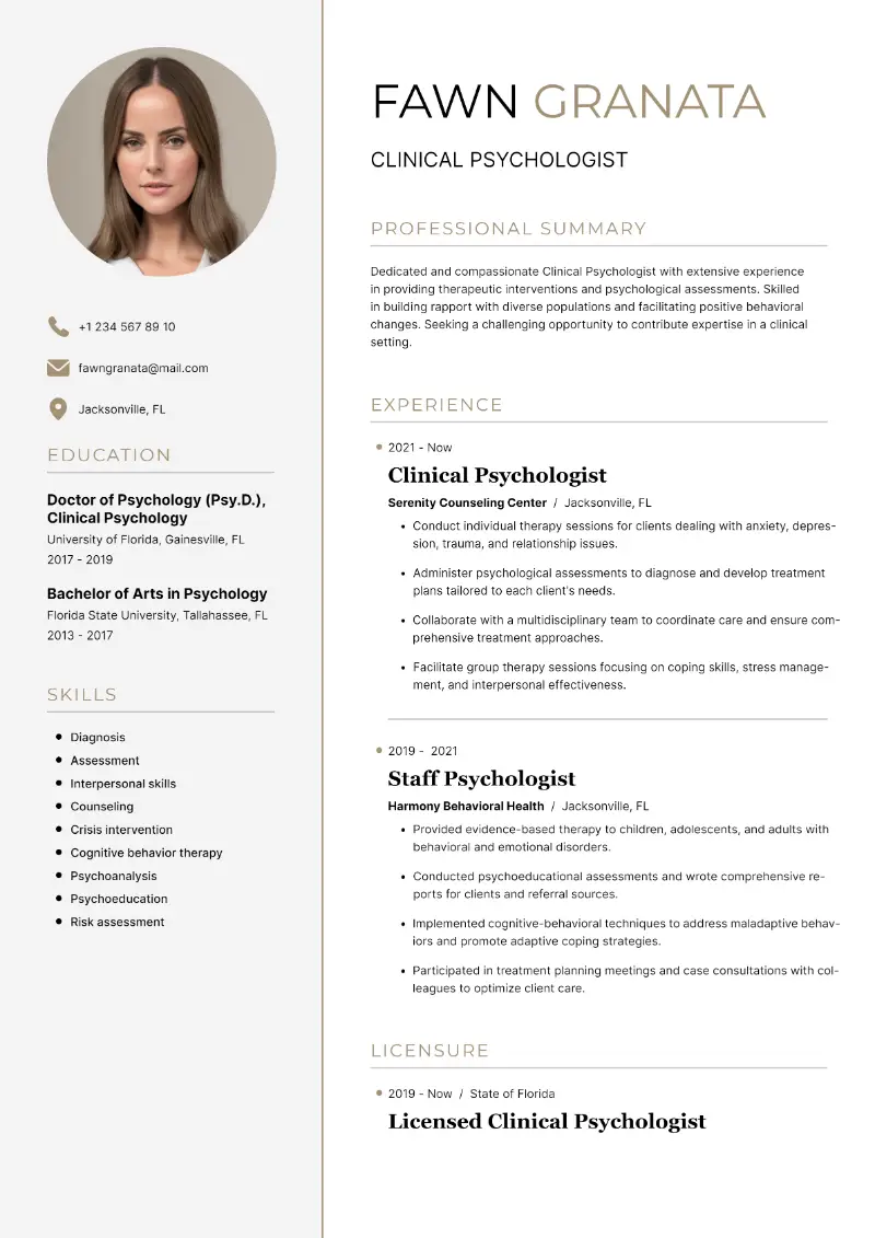 Psychologist Resume Examples and Writing Guidelines