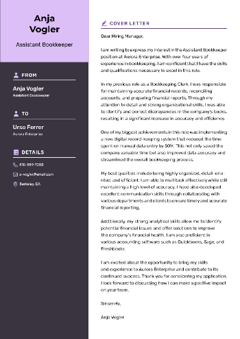 Assistant Bookkeeper Cover Letter Assistant Bookkeeper Cover Letter
