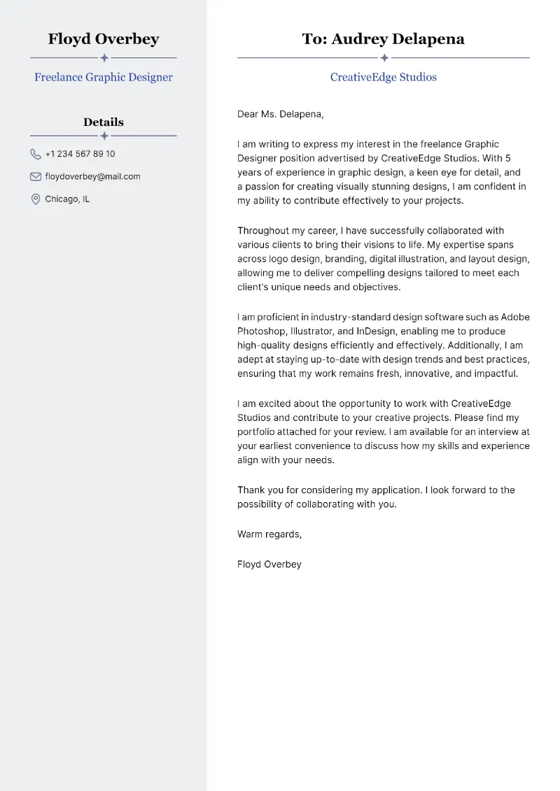 Freelance Graphic Designer Cover Letter Freelance Graphic Designer Cover Letter