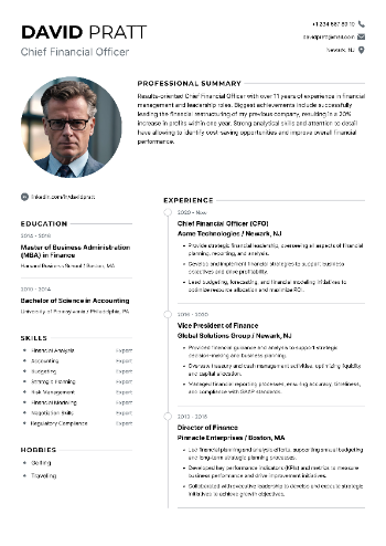 Chief Financial Officer Resume Chief Financial Officer Resume