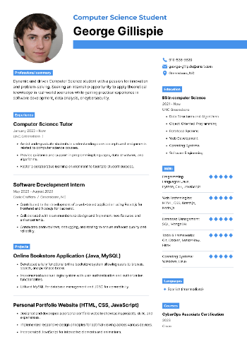 Computer Science Student Resume Computer Science Student Resume