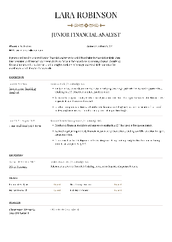 Junior Financial Analyst Resume Junior Financial Analyst Resume