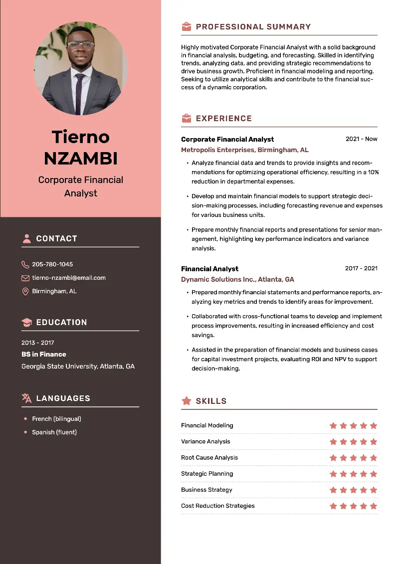 Corporate Financial Analyst Resume Corporate Financial Analyst Resume