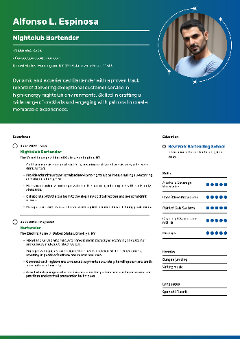 Nightclub Bartender Resume Nightclub Bartender Resume