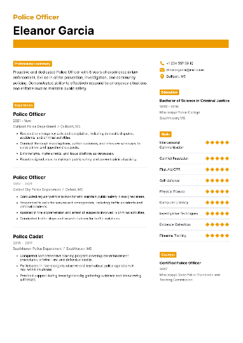 Police Officer Resume Police Officer Resume