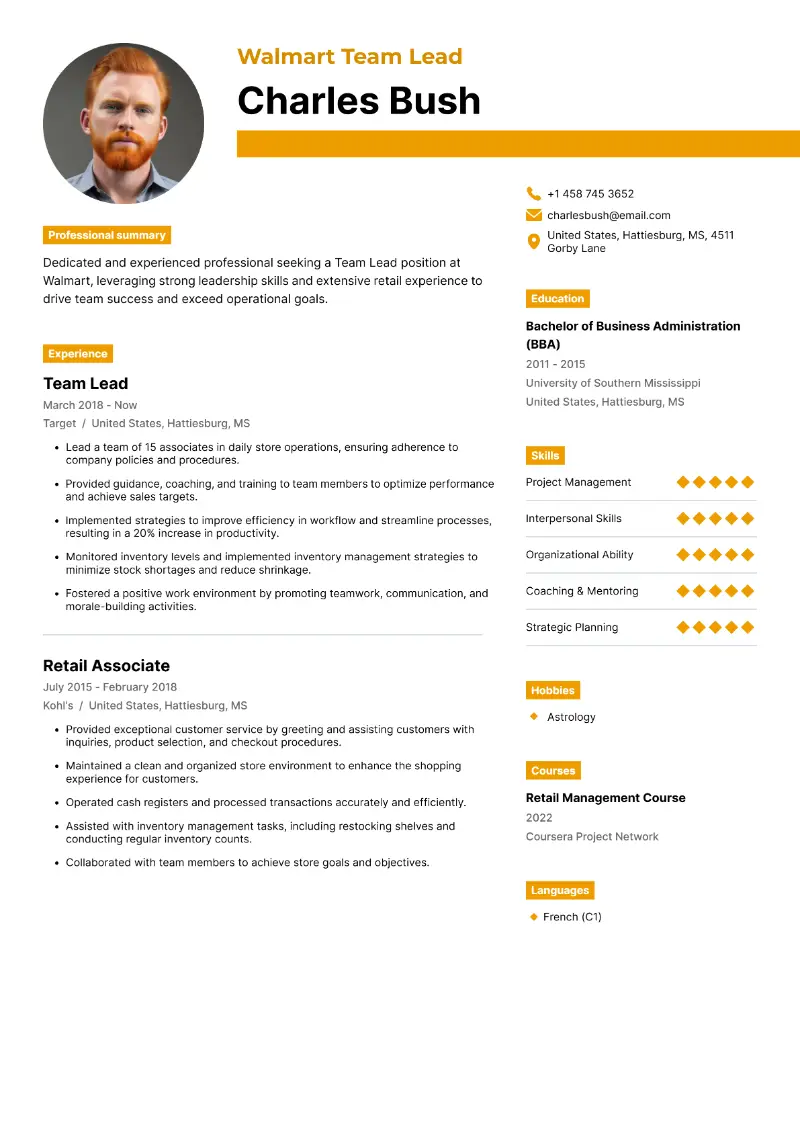 Walmart Team Lead Resume Walmart Team Lead Resume