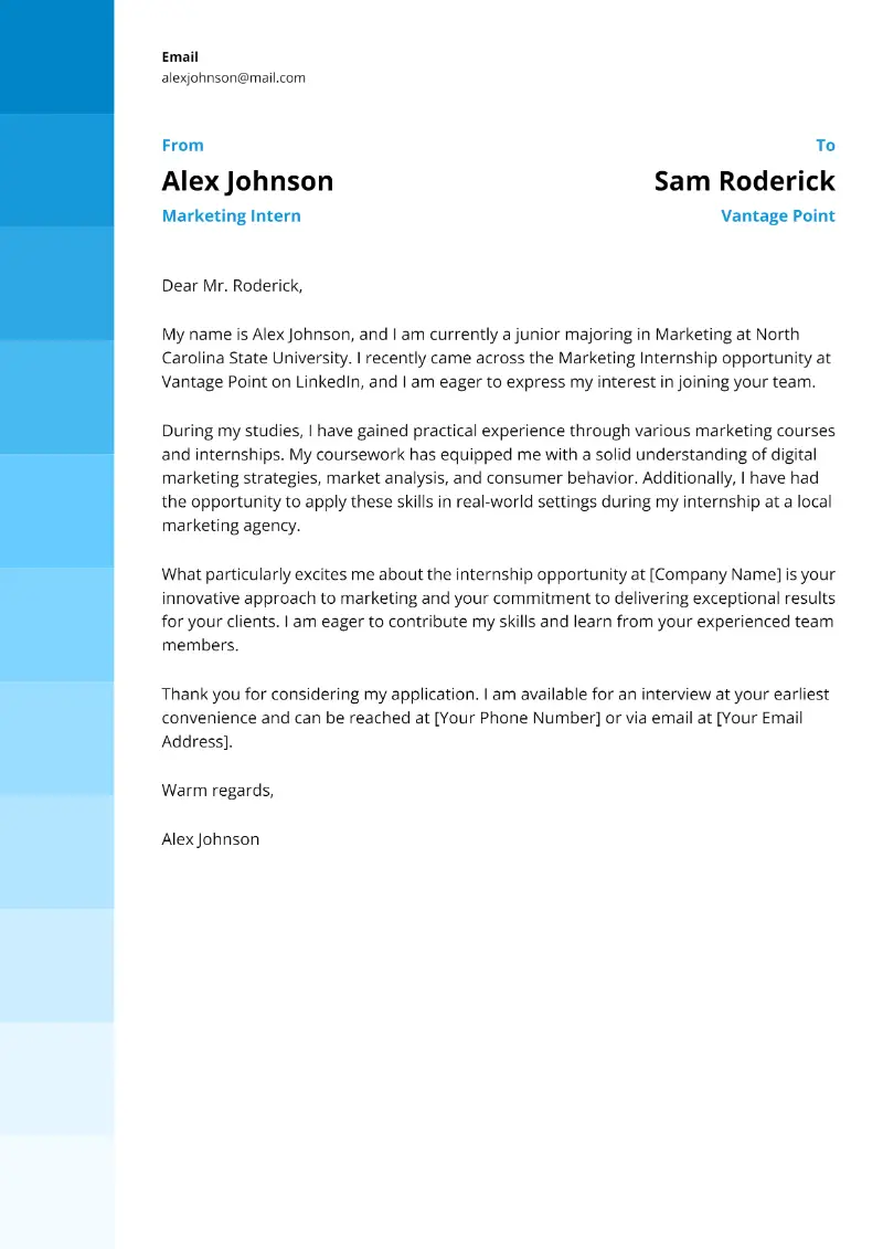 Type of application letter sales