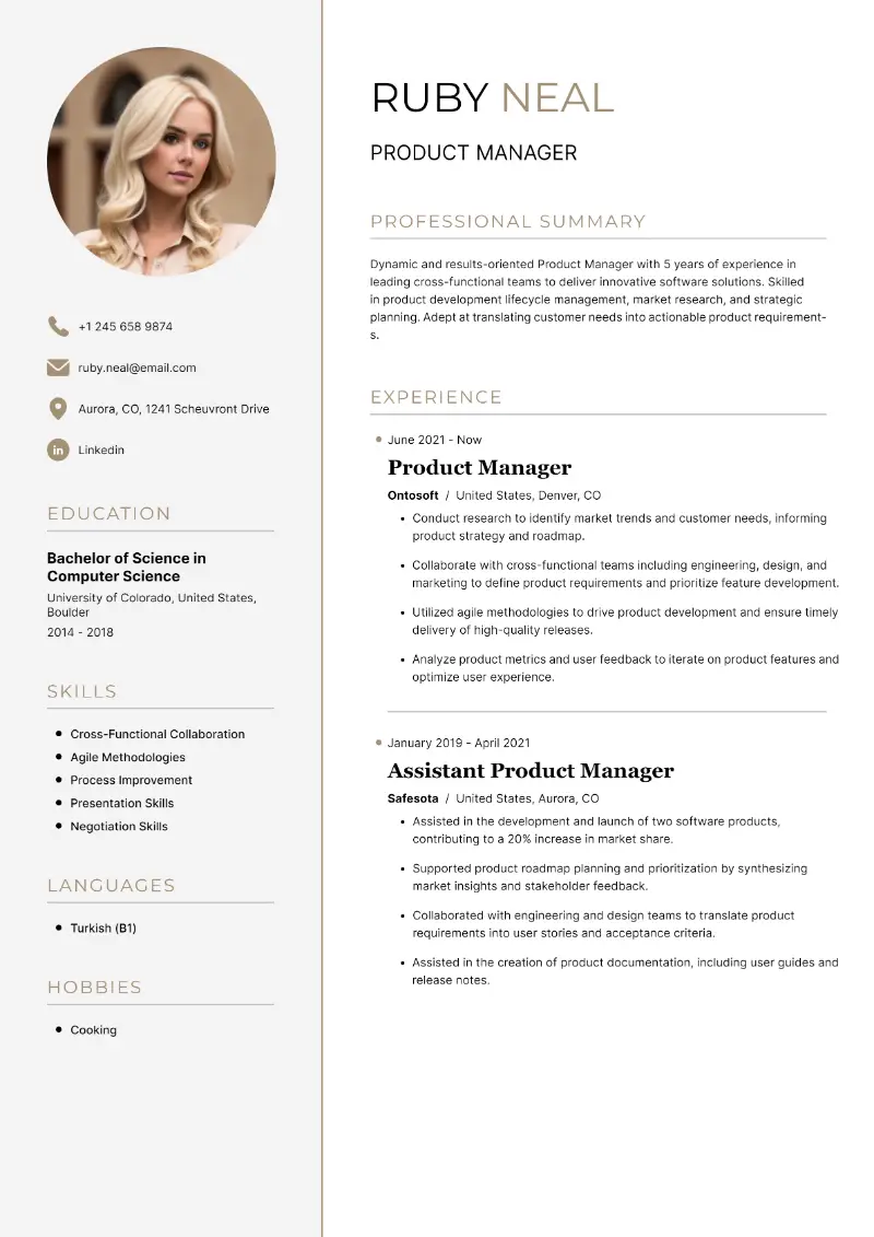 Product Manager Resume Examples & Writing Guideline