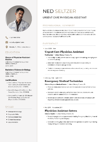 Urgent Care Physician Assistant Resume