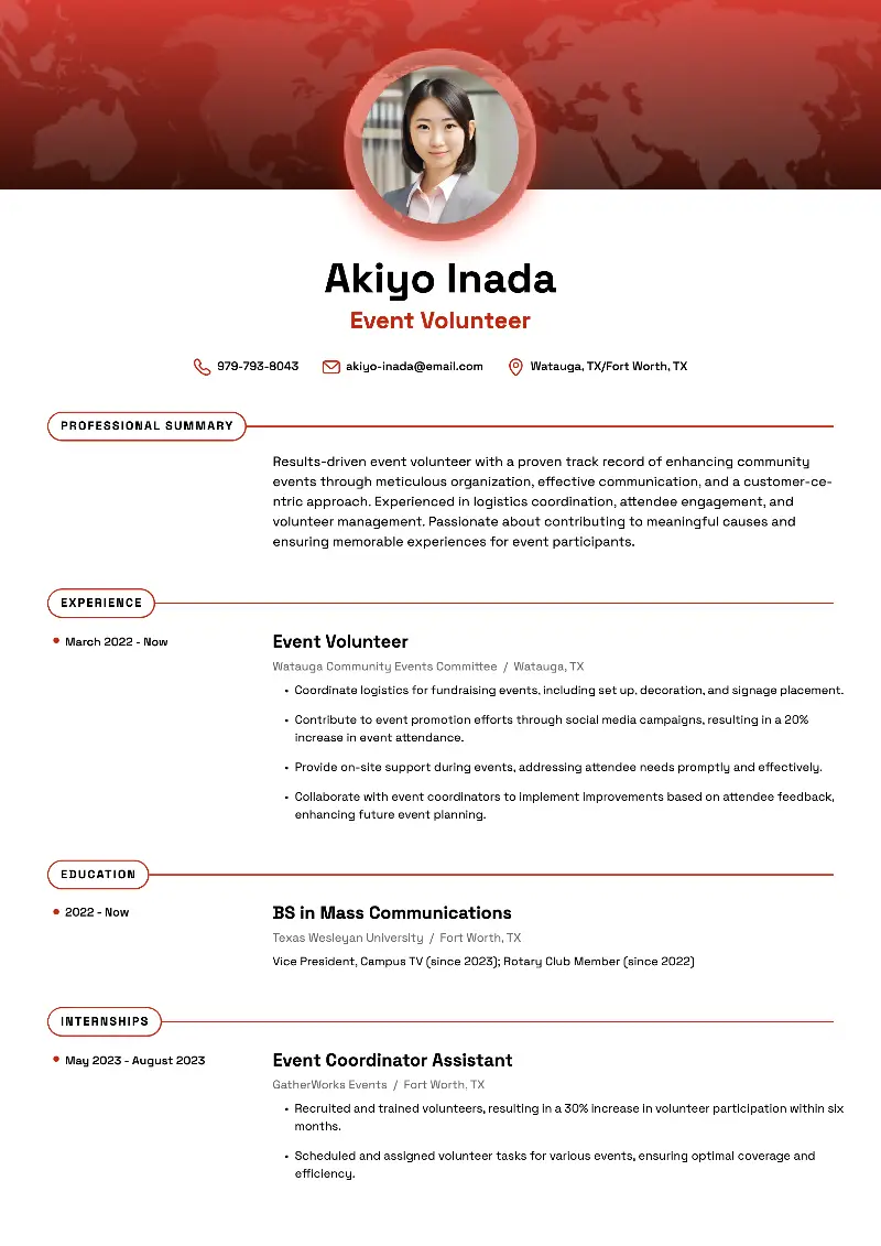 Event Volunteer Resume Event Volunteer Resume