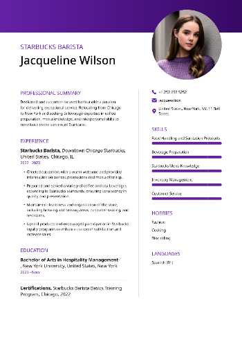 Starbucks Barista Resume