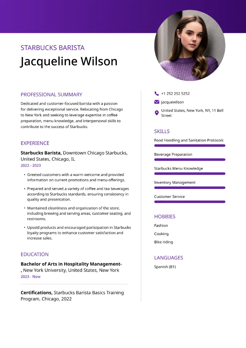 Starbucks Barista Resume Starbucks Barista Resume