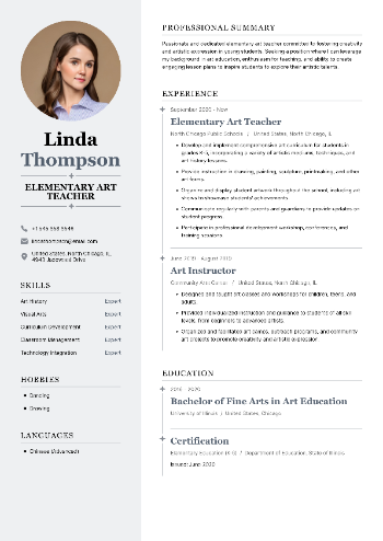 Elementary art teacher Resume