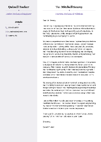 Junior Mechanical Engineer Cover Letter Sample Junior Mechanical Engineer Cover Letter Sample