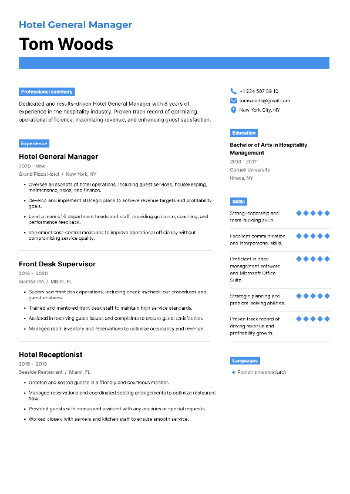 Hotel General Manager Resume Hotel General Manager Resume