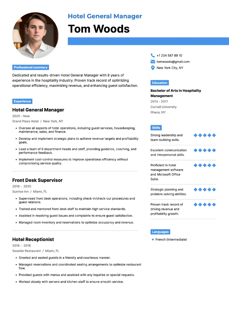 5 Hotel Manager Resume Examples and Templates