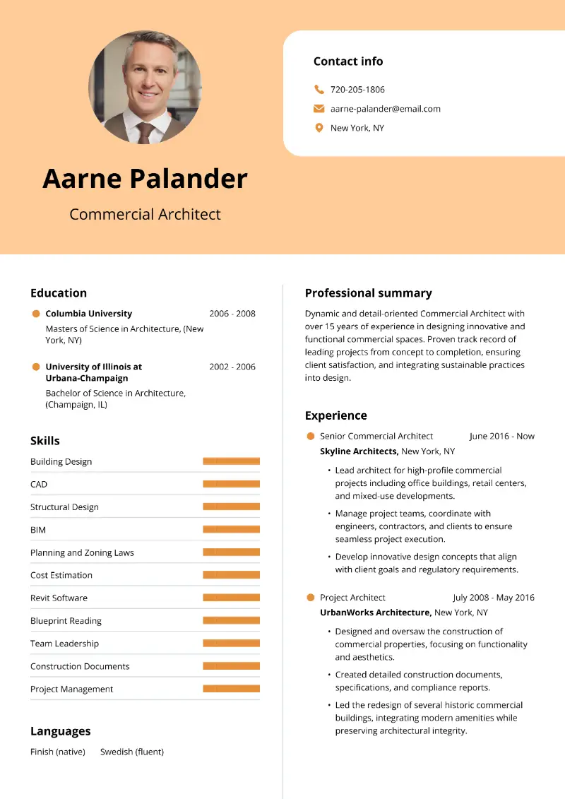 Commercial Architect Resume Commercial Architect Resume