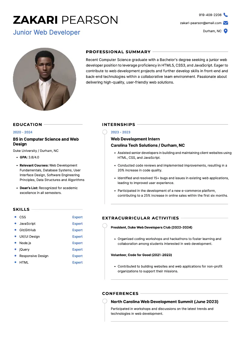 Web Developer Resume Examples and Guidelines