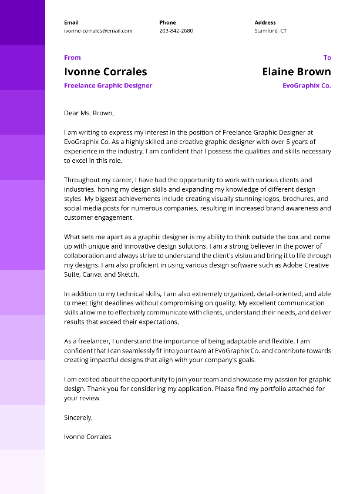 Freelance Graphic Designer Cover Letter Freelance Graphic Designer Cover Letter
