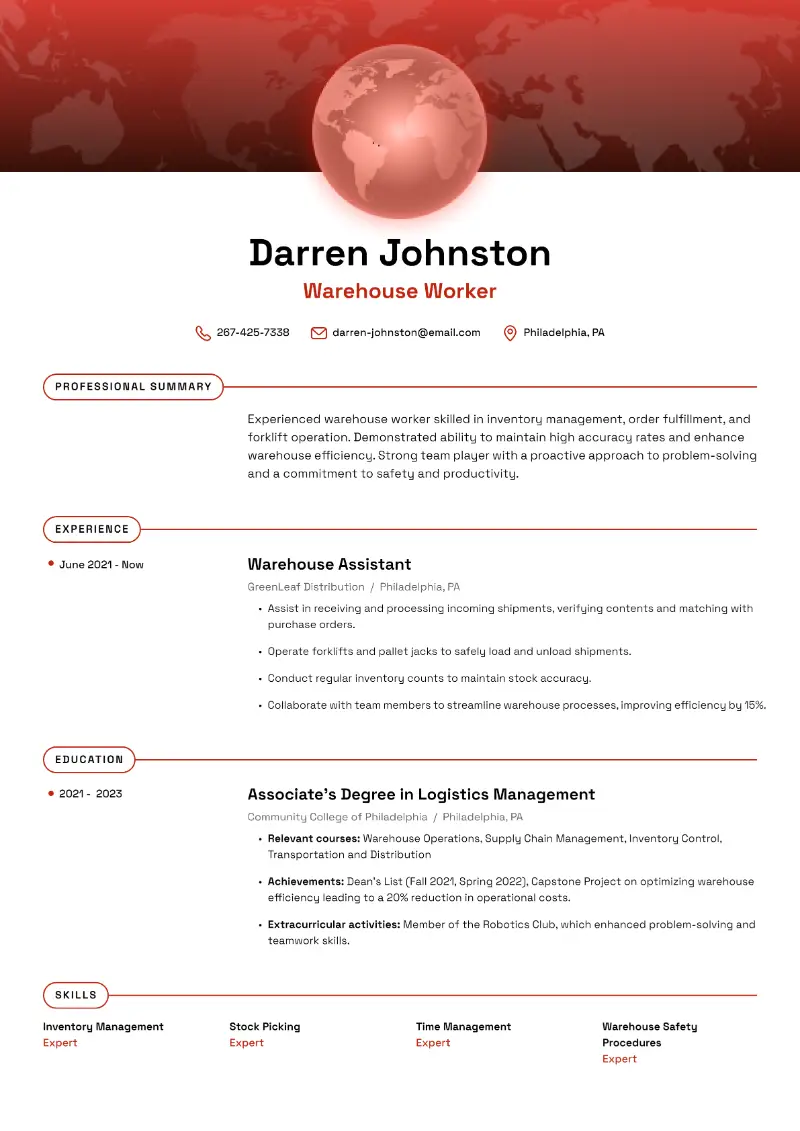 Warehouse Resume Examples and Writing Tips for 2024