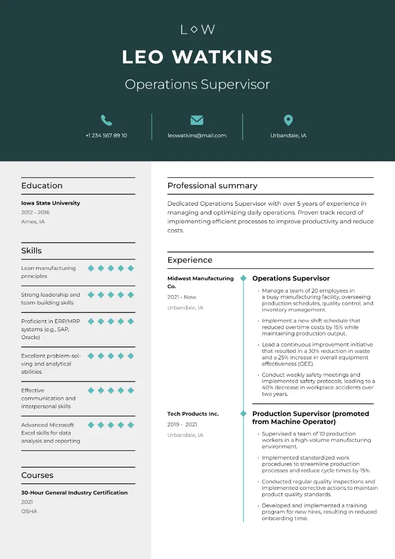 5 Supervisor Resume Examples and Templates for 2024