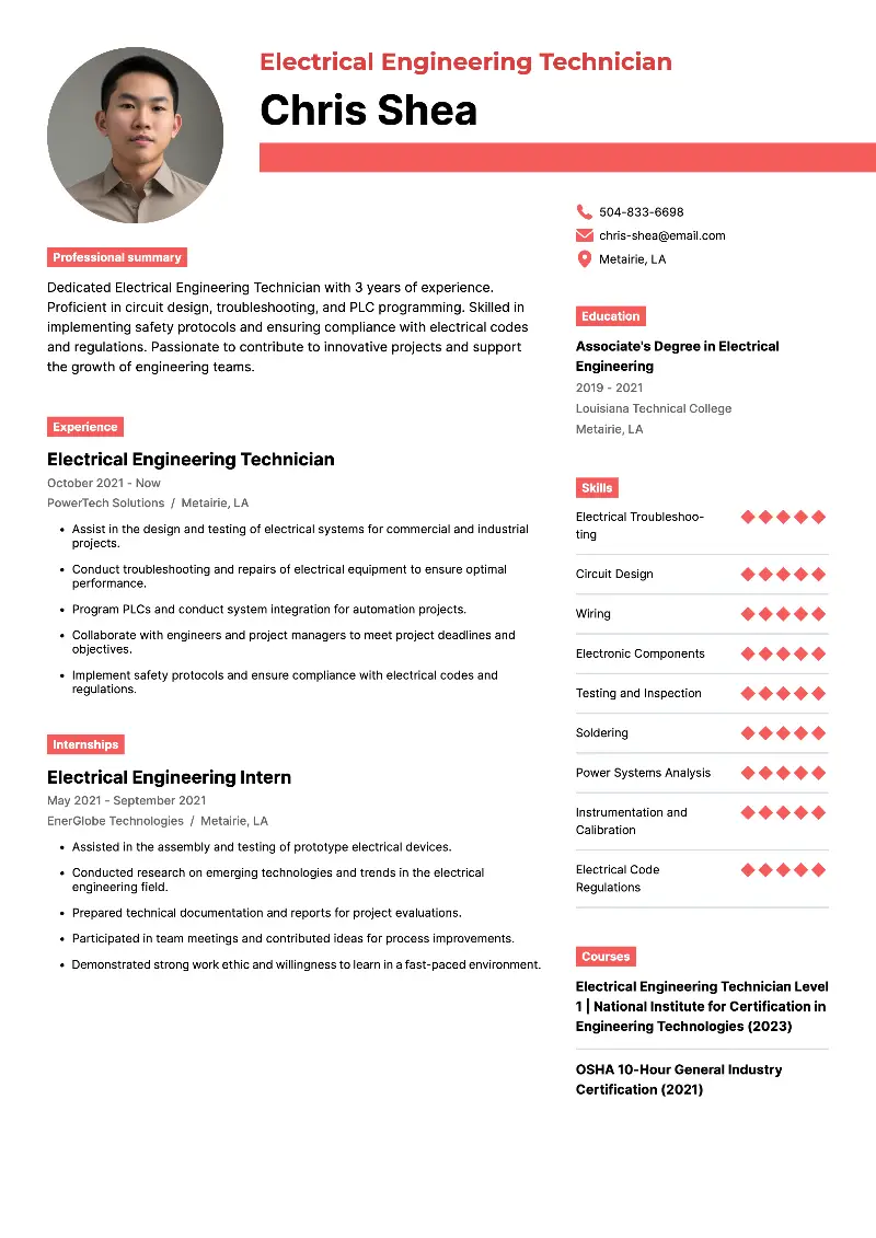 Electrical Engineering Resume Examples & Templates for 2024