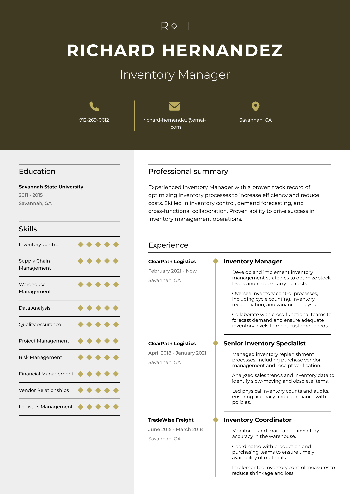 Inventory Manager Resume