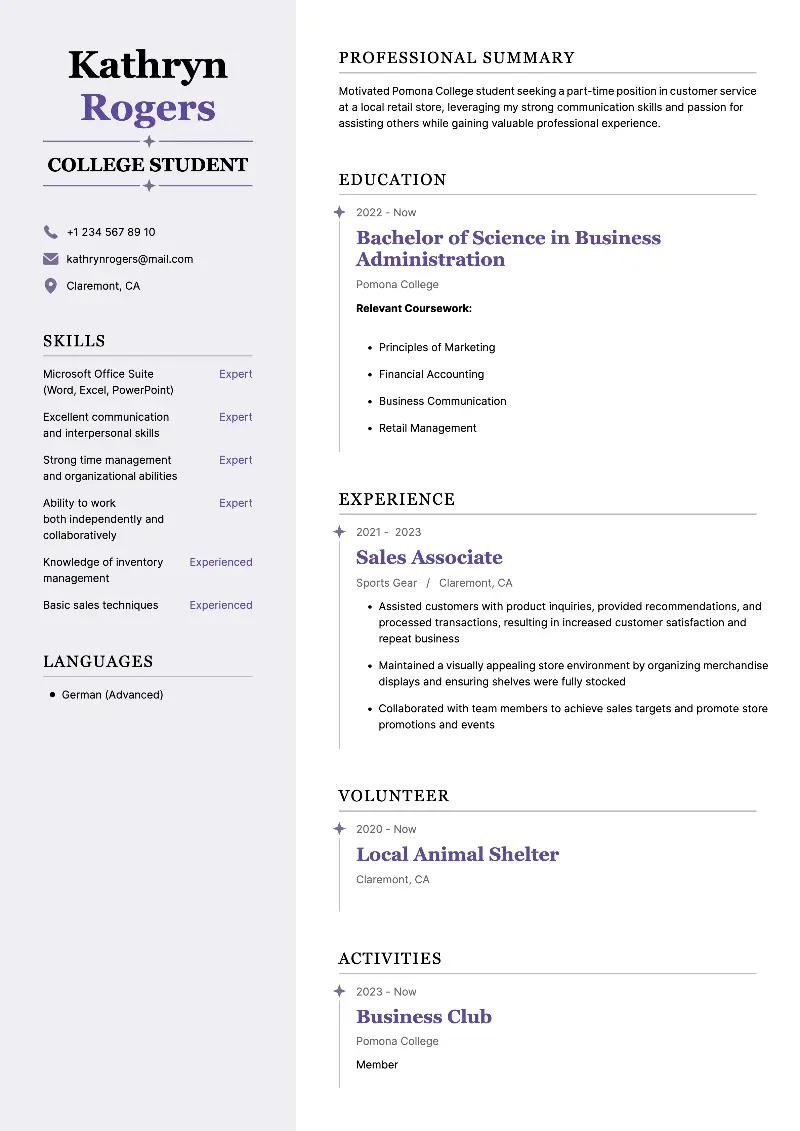 Student Resume Examples and Writing Tips