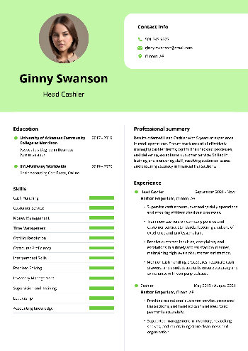 Head Cashier Resume Head Cashier Resume