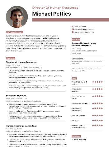 Director Of Human Resources Resume Director Of Human Resources Resume