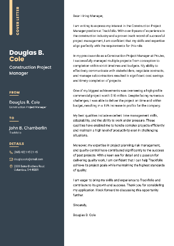 Construction Project Manager Cover Letter Example Construction Project Manager Cover Letter Example
