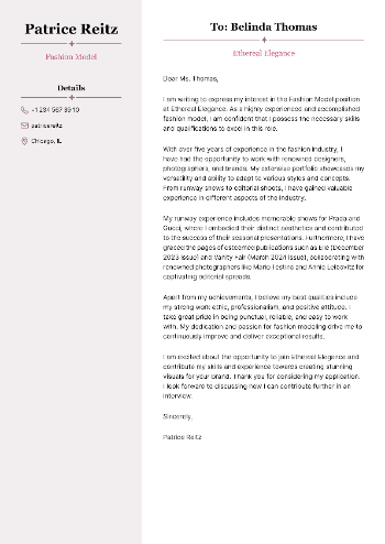 Fashion Model Cover Letter Example Fashion Model Cover Letter Example