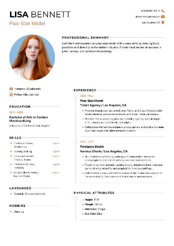 Plus-Size Model Resume Plus-Size Model Resume