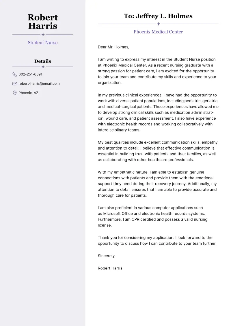 Student Nurse Cover Letter Student Nurse Cover Letter