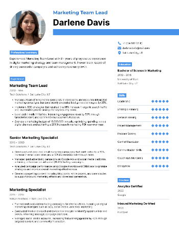 Marketing Team Lead Resume Marketing Team Lead Resume