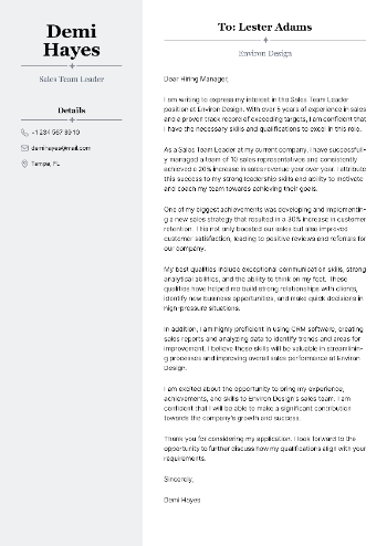 Sales Team Leader Cover Letter Sample Sales Team Leader Cover Letter Sample