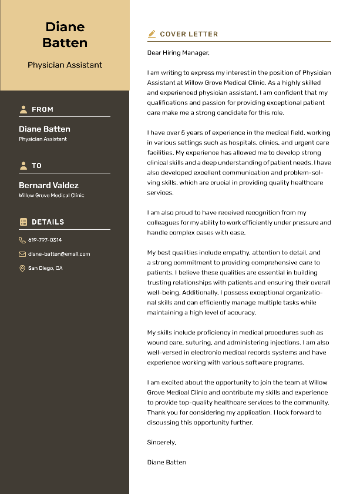 Physician Assistant Cover Letter Physician Assistant Cover Letter