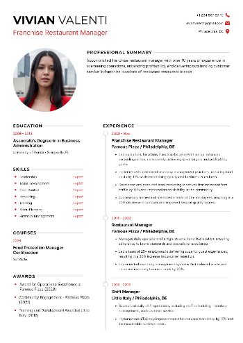 Franchise Restaurant Manager Resume Franchise Restaurant Manager Resume