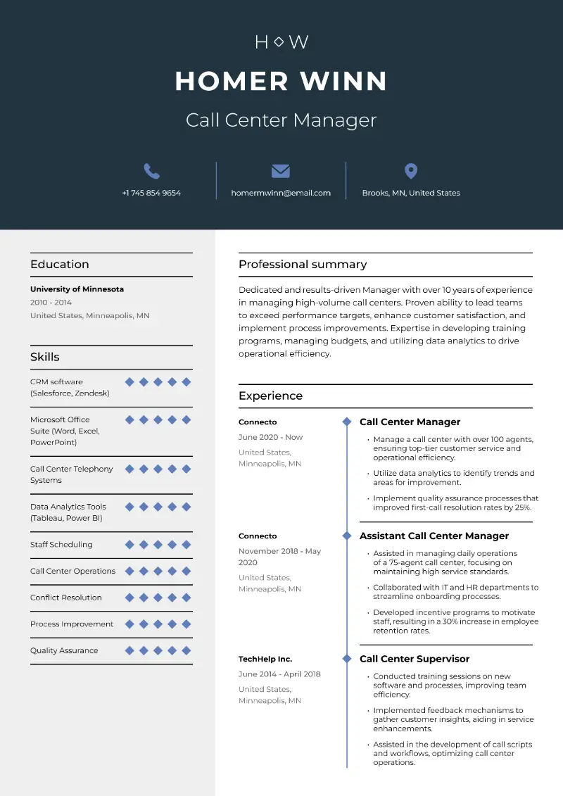 Call Center Manager Resume Call Center Manager Resume
