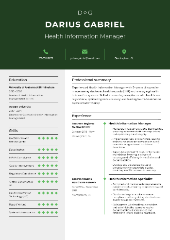 Health Information Manager Resume Health Information Manager Resume