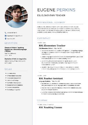 ESL Elementary Teacher Resume ESL Elementary Teacher Resume