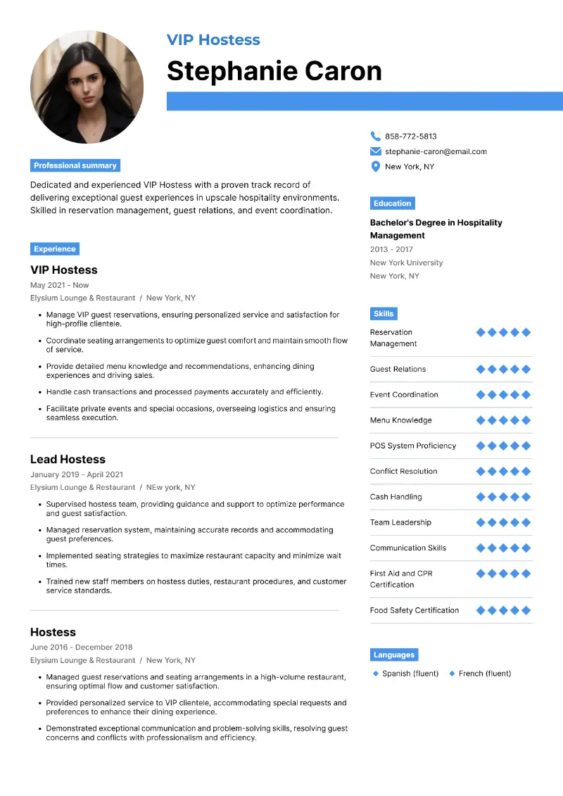 VIP Hostess Resume VIP Hostess Resume