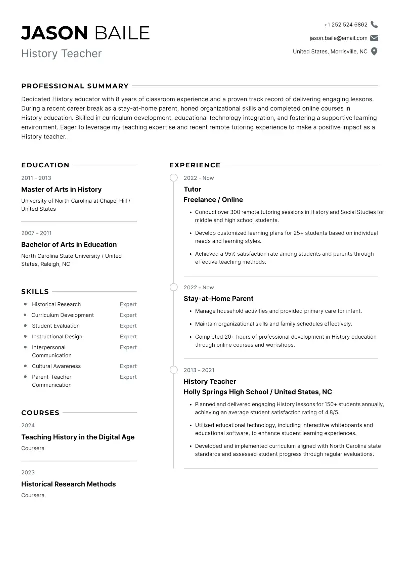 Stay-at-Home Parent Resume Examples and Templates