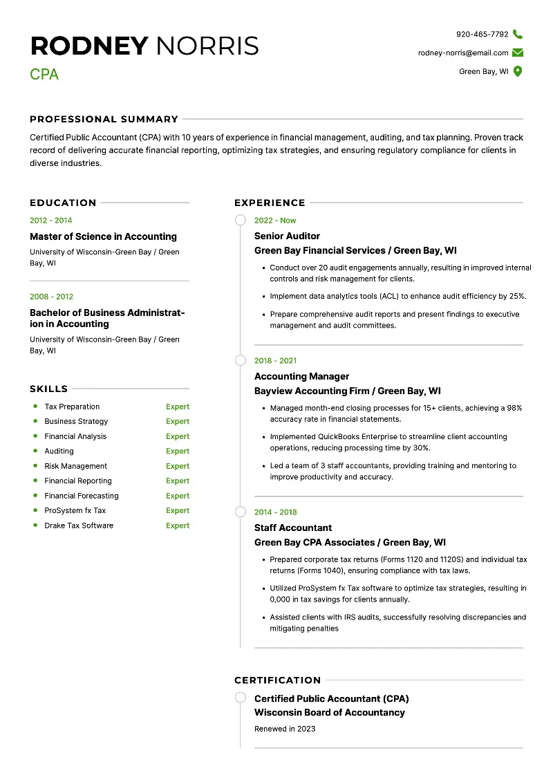 CPA Resume CPA Resume