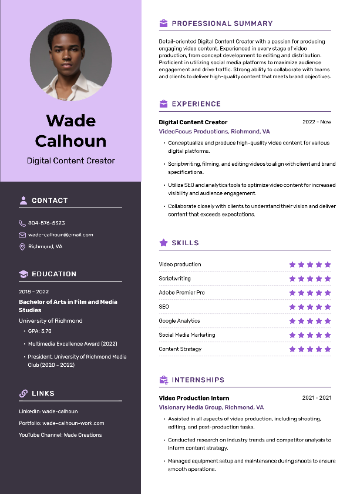 Digital Content Creator Resume Digital Content Creator Resume