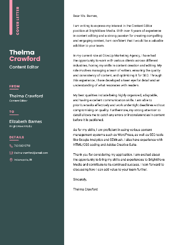 Content Editor Cover Letter Sample Content Editor Cover Letter Sample