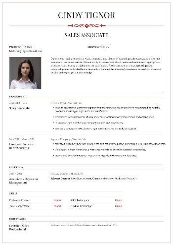 Sales Associate Resume Sales Associate Resume